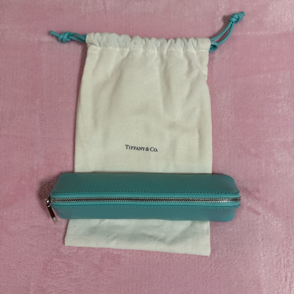 Tiffany & Co. Blue Leather Small Pencil Makeup Pen Case
